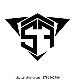 SF Logo monogram with wings arrow around design template on white background