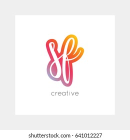 SF logo, vector. Useful as branding, app icon, alphabet combination, clip-art.