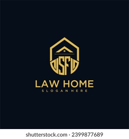 SF monogram initial logo for lawhome with shape home design