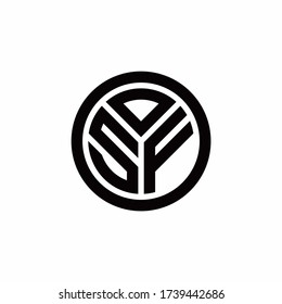 SF monogram logo with circle outline design template isolated on white background