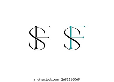 Logotipo del monograma de SF: dos versiones que muestran una elegante fusión de letras para la marca o la identidad personal