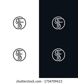 SF monogram.Typographic logo with outline letter S and letter F, eps 10