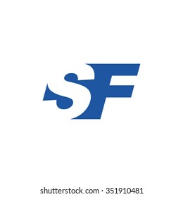 SF negative space letter logo blue