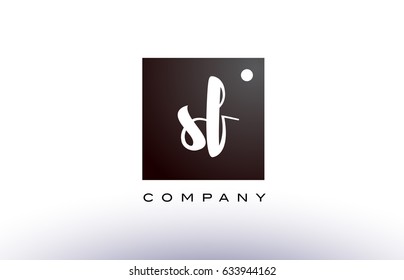 SF S F black white handwritten handwriting alphabet company letter logo square design template dot dots creative abstract