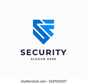 Símbolo SF línea de seguridad abstracto proteger tecnología digital minimalista creativo diseño de logotipo vectorial moderno