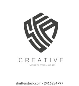 SFA Letter Shield Logo Design. Monogram letter logo. Modern letter logo design