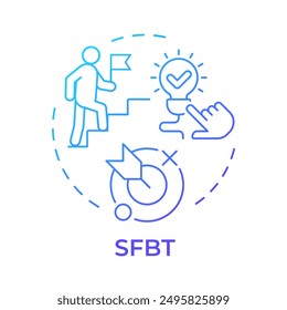 SFBT blue gradient concept icon. Goal achieving, problem solving. Mental health. Round shape line illustration. Abstract idea. Graphic design. Easy to use in infographic, presentation