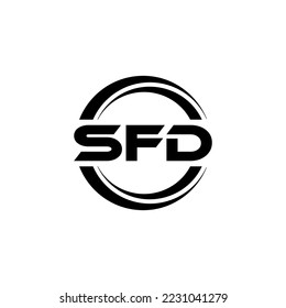 SFD letter logo design in illustration. Vector logo, calligraphy designs for logo, Poster, Invitation, etc.