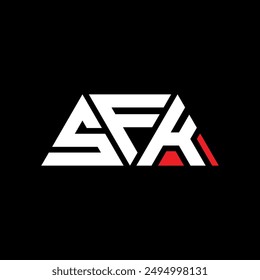 Diseño de logotipo de letra triangular SFK con forma de triángulo. Monograma de diseño de logotipo de triángulo SFK. Plantilla de logotipo de Vector de triángulo SFK con color rojo. SFK logo triangular Diseño simple, elegante y lujoso.