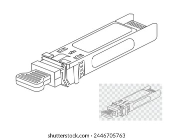 Sfp transceiver used for data transmission and reception in telecommunications. Small form factor pluggable.