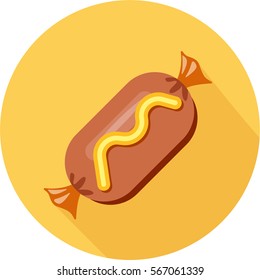 Sfusage flat design icon with mustard