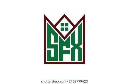 SFX initial letter real estate builders logo design vector. construction, housing, home marker, property, building, apartment, flat, compartment, business, corporate, house rent, rental, commercial