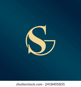 SG Artistic Letter Logo Design with Creative Serif Font in Black and White Colors Vector Illustration