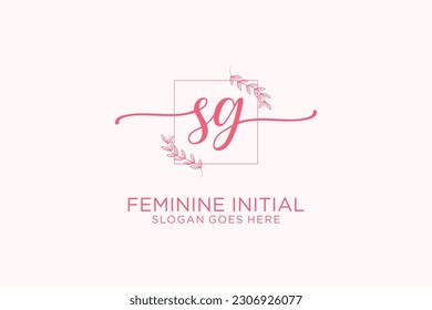 SG beauty monogram and elegant logo design handwriting logo of initial signature, wedding, fashion, floral and botanical with creative template.