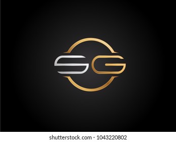 SG circle Shape Letter logo Design in silver gold color
