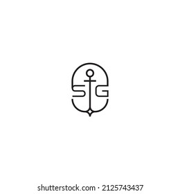 SG creative letter logo design in anchor concept with high quality professional design that will print well across any print media
