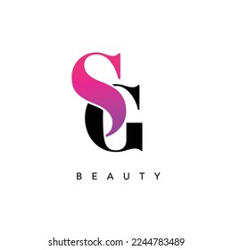 Diseño de vectores de iconos de letras SG o GS con corte creativo y logotipo colorido con fuente seria y minimalista