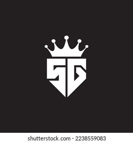SG or GS logo monogram symbol shield with crown shape design vector