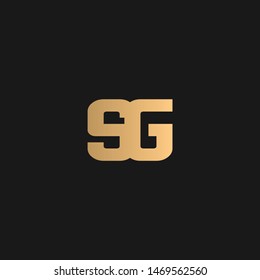 Sg or GS logo vector. Initial letter logo, golden text on black background
