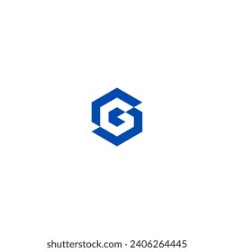 Logotipo de monograma SG o GS en forma de hexágono - azul oscuro