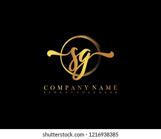 SG initial handwriting logo circle template vector