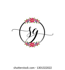 SG Initial Handwriting logo template vector