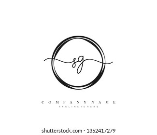 SG initial handwriting logo template vector