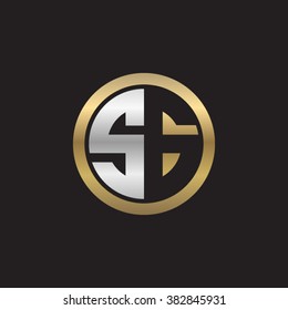 SG initial letters circle elegant logo golden silver black background