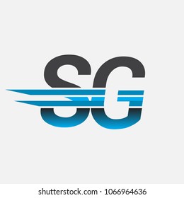 SG initial logo company name colored black and blue, Simple and Modern Logo Design.
