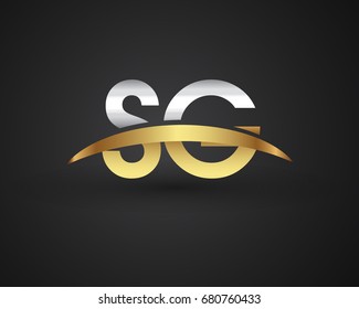 SG initial logo company name colored gold and silver swoosh design. vector logo for business and company identity
