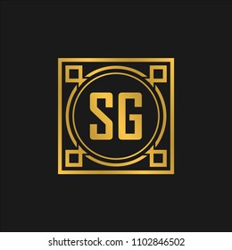 SG initial logo. Luxury ornament crown logo.