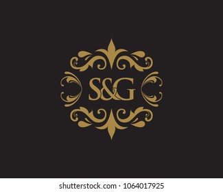 S&G Initial logo. Ornament ampersand monogram golden logo