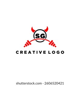 SG initial monogram for fitnes or gym logo with devil style design