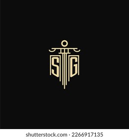 SG erste Monographie für das Logo von Anwälten mit Säulendesign-Ideen