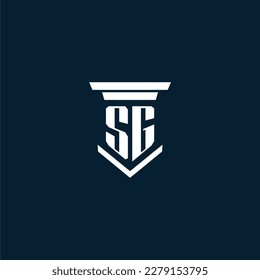 SG erste monogramm Logo-Anwaltskanzlei mit Säulendesign