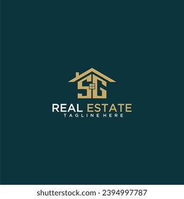 SG initial monogram logo for real estate with home shape creative design