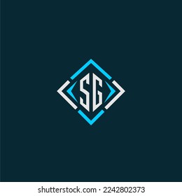 SG initial monogram logo with square style design