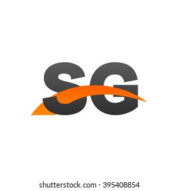 SG initial overlapping swoosh letter logo black orange