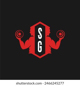 SG initials fitness sport gym logo design vector