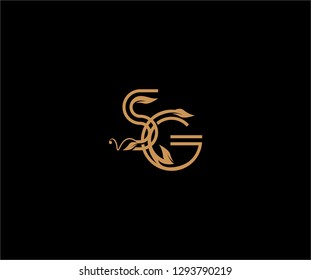 SG letter linear shape luxury flourishes ornament logotype