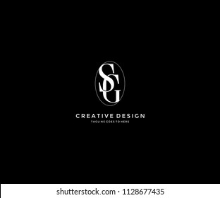 SG letter linked isolated oval line logo design