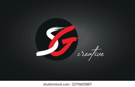 SG Letters Brush Paint Logo icon, Elegant Vector Design