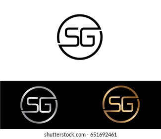 Sg Logo. Letter Design Vector with Red and Black Gold Silver Colors
