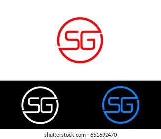 Sg Logo. Letter Design Vector with Red and Black Gold Silver Colors
