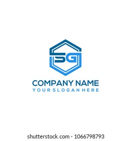 SG logo letter initial, Abstract polygonal Background Logo,
