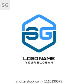 SG logo letter initial, Abstract polygonal Background Logo,