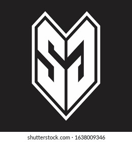 SG Logo monogram with emblem line style isolated on black background
