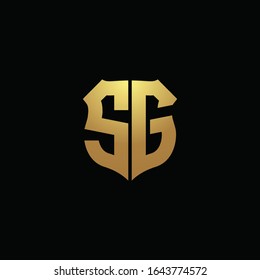 SG logo monogram with gold colors and shield shape design template