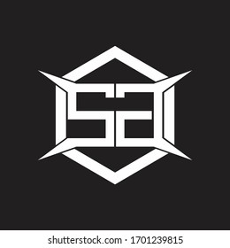 SG Logo monogram with hexagon and four taper shape design template