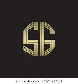 SG Logo monogram outline style linked isolated with gold colors